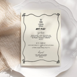 Retro Handgeschreven Whimsical Wedding Menu Kaart