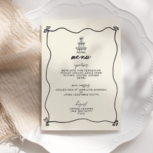 Retro Handgeschreven Whimsical Wedding Menu Kaart