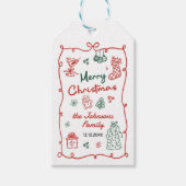 Retro handgetekend Friendsmas kerstfeest Cadeaulabel (Voorkant)