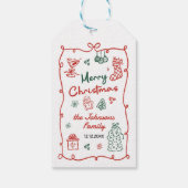 Retro handgetekend Friendsmas kerstfeest Cadeaulabel (Achterkant)