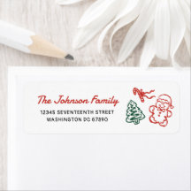 Retro handgetekend kerstfeest retouradres