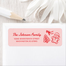 Retro handgetekend kerstfeest retouradres
