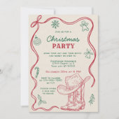 Retro handgetekend westerse cowboy kerstfeest kaart (Voorkant)