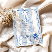 Retro handgetekende blauw Afstuderen Kaart