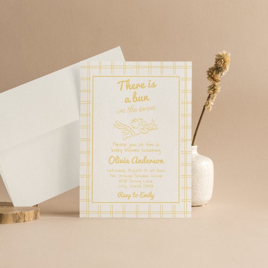 Retro handgetekende broodje in het ovenengel Baby Kaart