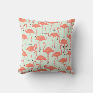 Retro handgetekende flamingo   Tropisch patroon ko Buitenkussen