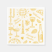 Retro handgetekende geïllustreerde bruiloft servet (Voorkant)