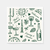 Retro handgetekende geïllustreerde bruiloft servet (Voorkant)