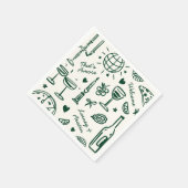 Retro handgetekende geïllustreerde bruiloft servet (Hoek)