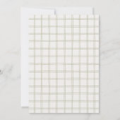 Retro handgetekende groene gingham strik babyshowe bedankkaart (Achterkant)
