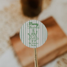 Retro handgetekende groene grappige kerstboom 