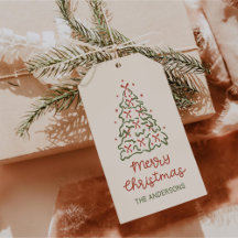 Retro handgetekende kerstboom feestelijke feest