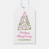 Retro handgetekende kerstboom kerstfeest cadeaulabel (Voorkant)