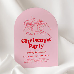 Retro handgetekende kerstfeest uitnodiging