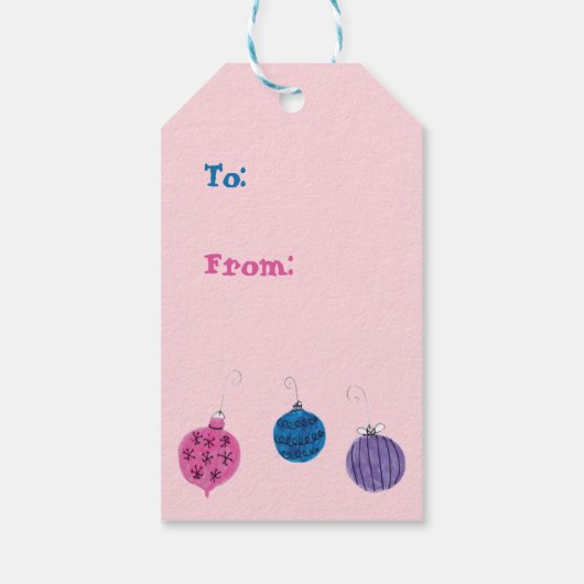 Retro handgetekende kerstversiering Pastel Pink Cadeaulabel (Achterkant)