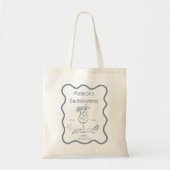 Retro handgetekende kust golvende rand vrijgezelle tote bag (Voorkant)