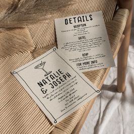 Retro handgetekende Lijsten cocktail alles in één  Kaart