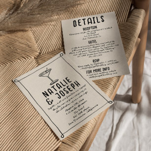 Retro handgetekende Lijsten cocktail alles in één  Kaart