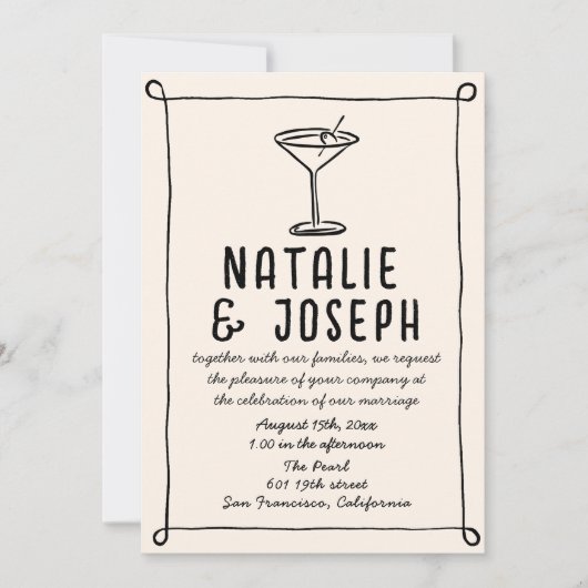 Retro handgetekende Lijsten cocktail alles in één Kaart (Voorkant)