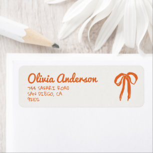 Retro handgetekende oranje strik baby shower etiket