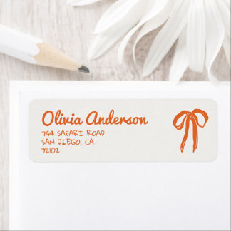 Retro handgetekende oranje strik baby shower etiket