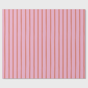 Retro handgetekende rode strepen op roze cadeaupapier