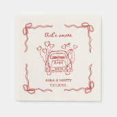 Retro handgetekende rode unieke boog die meer is servet (Voorkant)