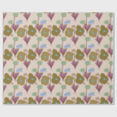 Retro handgetekende rustieke bloemen cadeaupapier (Vlak)