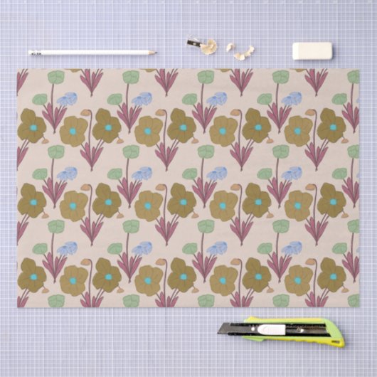 Retro handgetekende rustieke bloemen tissuepapier (Craft)