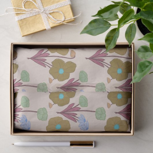 Retro handgetekende rustieke bloemen tissuepapier (Geschenk)