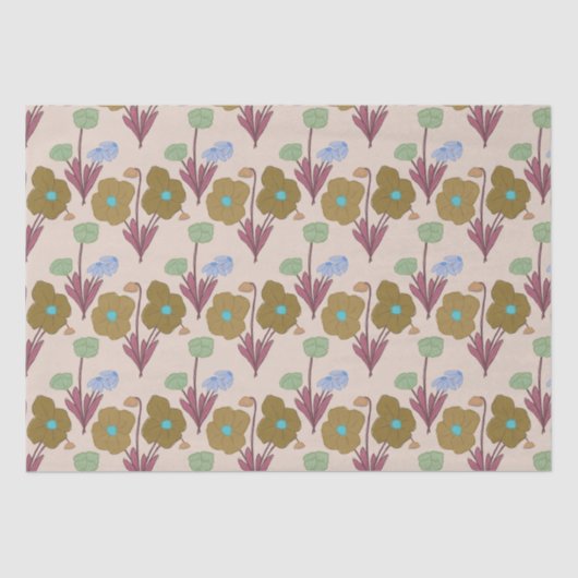 Retro handgetekende rustieke bloemen tissuepapier (Voorkant)