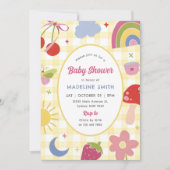 Retro handgetekende vreemde baby shower kaart (Voorkant)