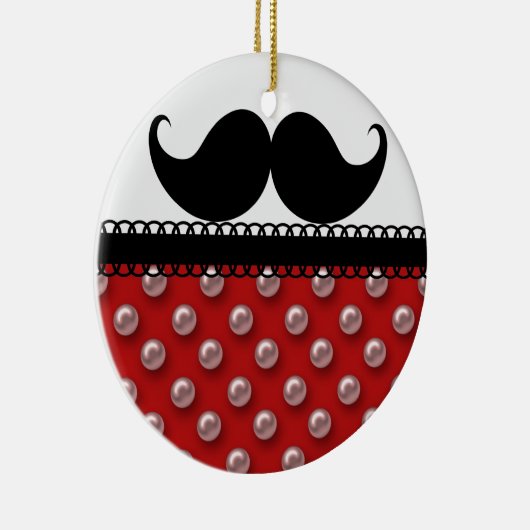 Retro Handlebar Mustache Mustache Keramisch Ornament (Rechts)