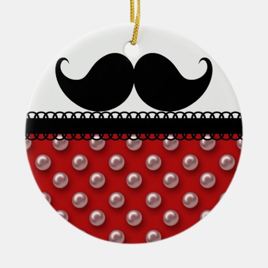 Retro Handlebar Mustache Mustache Keramisch Ornament (Voorkant)