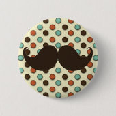 Retro Handlebar Mustache op Funky Pattern Ronde Button 5,7 Cm (Voorkant)