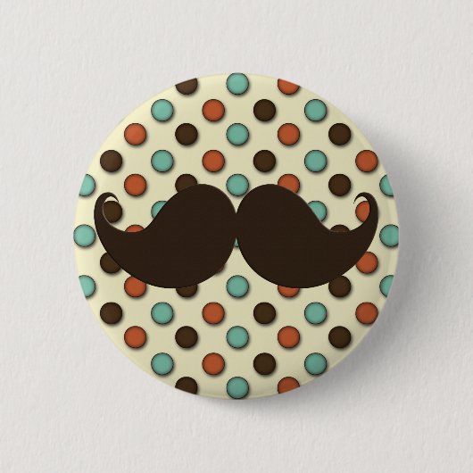 Retro Handlebar Mustache op Funky Pattern Ronde Button 5,7 Cm (Voorkant)