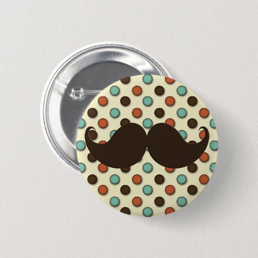 Retro Handlebar Mustache op Funky Pattern Ronde Button 5,7 Cm (Voorkant /achterkant)