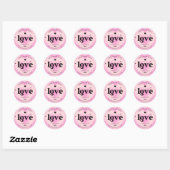 Retro Handmade met Liefde Roze Gelaagde Hart Cute Ronde Sticker (Vel)