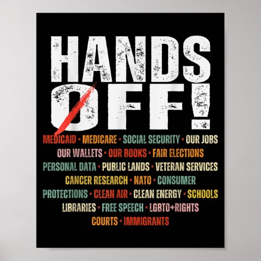 Retro Hands Off Protest Public Lands Medicare Patr Poster (Voorkant)