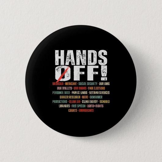 Retro Hands Off Protest Public Lands Medicare Patr Ronde Button 5,7 Cm (Voorkant)