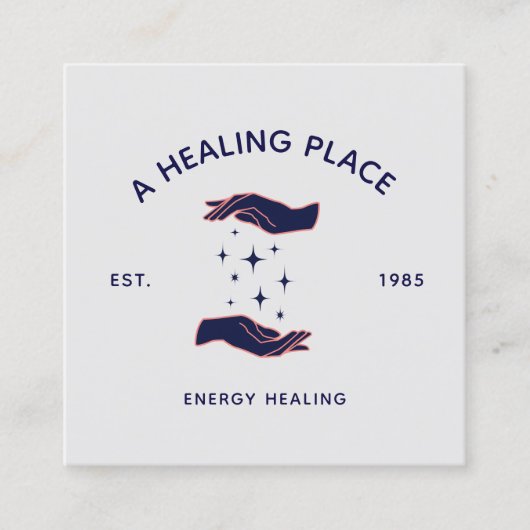 Retro Hands Reiki Practitioner Energy Healing Vierkante Visitekaartje (Voorkant)