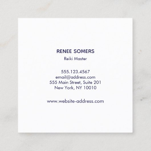 Retro Hands Reiki Practitioner Energy Healing Vierkante Visitekaartje (Achterkant)