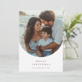 Retro Handschrift Boog Foto Strand Kerst Kaart (Staand voorkant)