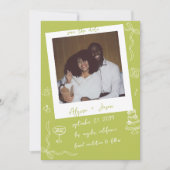 Retro Handwritten Hand Drawn Chartreuse Wedding Save The Date (Voorkant)