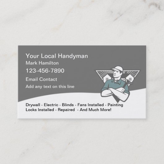 Retro Handyman Home Maintenance Visitekaartje (Voorkant)