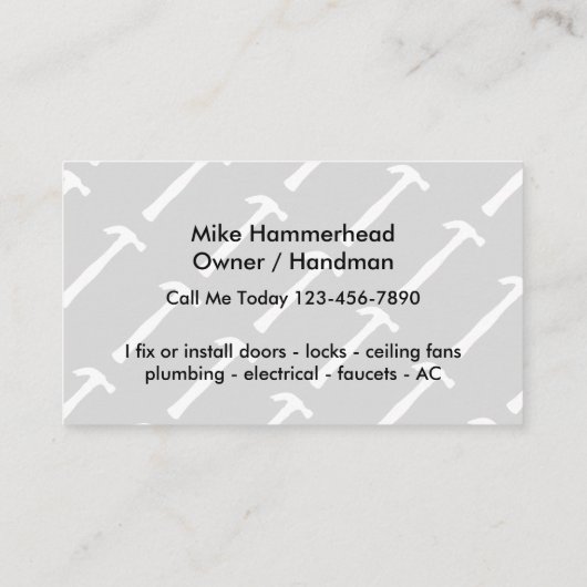 Retro Handyman Service Visitekaartje (Achterkant)