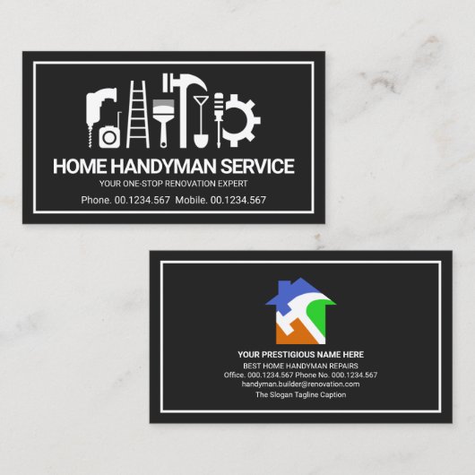 Retro Handyman Tools Motif, Odd Jobs Visitekaartje (Voorkant / Achterkant)