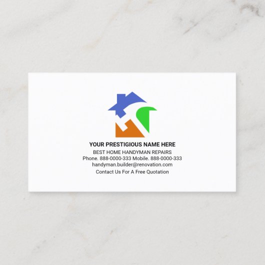 Retro Handyman Tools Motif, Odd Jobs Visitekaartje (Achterkant)