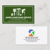 Retro Handyman Tools Motif, Odd Jobs Worker Visitekaartje (Voorkant / Achterkant)