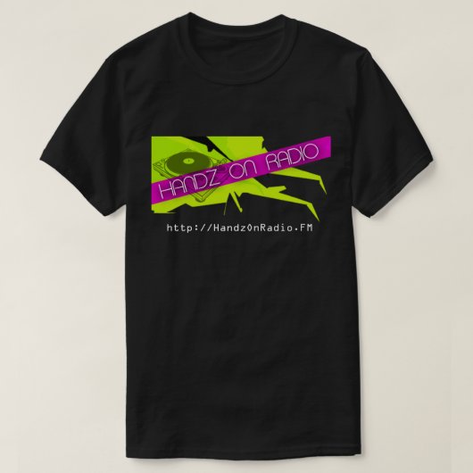 Retro Handz op Radio Black T-shirt (Design voorkant)